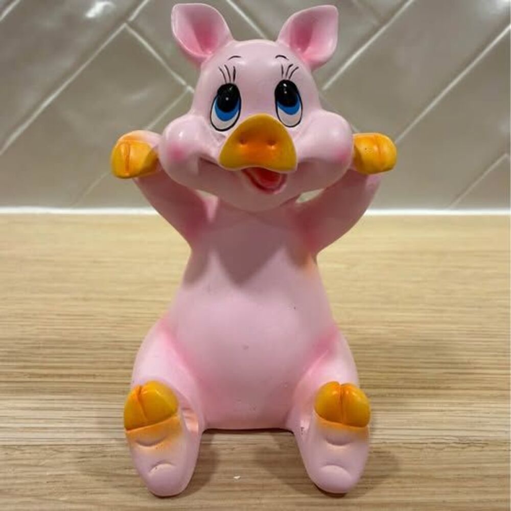 Vintage Resin Pink Pig Cup Hanger/Shelf Sitter Figurine - Whimsical Country Farm